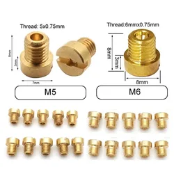 10pcs Carburetor Main Jet M6 M5 6mm 5mm Thread for DellOrto BGM Motoforce Carburetor Injector Nozzle Size 50-200