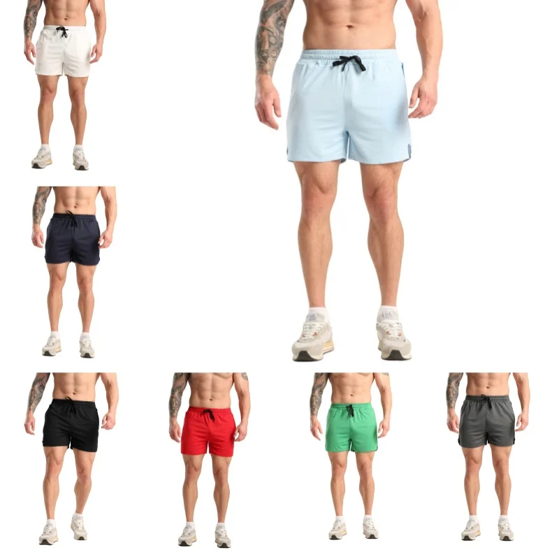 

Летние спортивные шорты для фитнеса, мужские быстросохнущие баскетбольные шорты с карманами на молнии, повседневные пляжные шорты