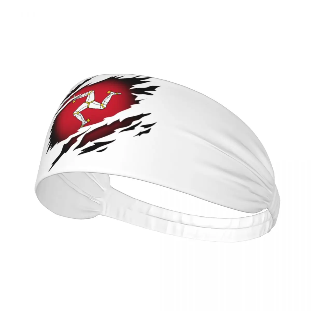 

Custom Isle Of Man Flag Gym Headband for Running Non Slip Stretchy Moisture Wicking Sweatband Women Men