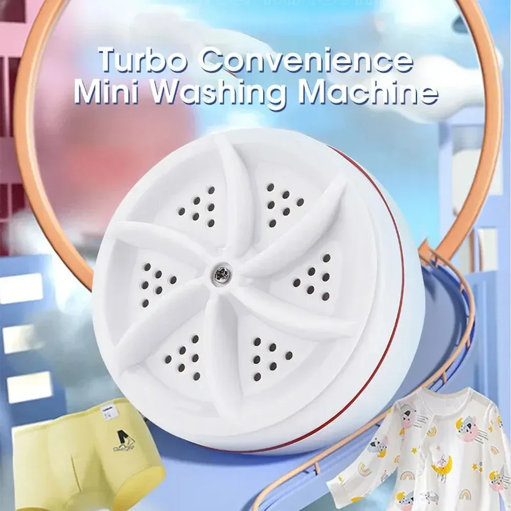 Mini Washing Machine USB Rotating Turbine Portable Washing Machine for Travel Home Business Trip for Socks Underwear Wash Dishes