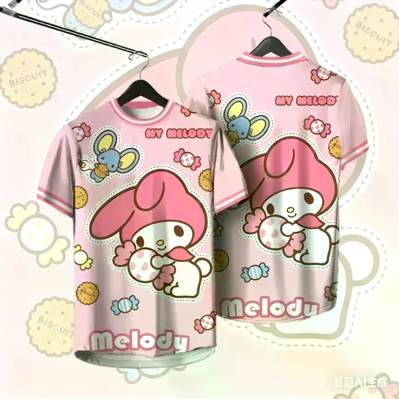 

Unisex Sanrio My Melody 2026 New All-Over Print T-Shirt Oversized Pastel Pink Cute Kawaii Y2K Casual Short Sleeve Tee