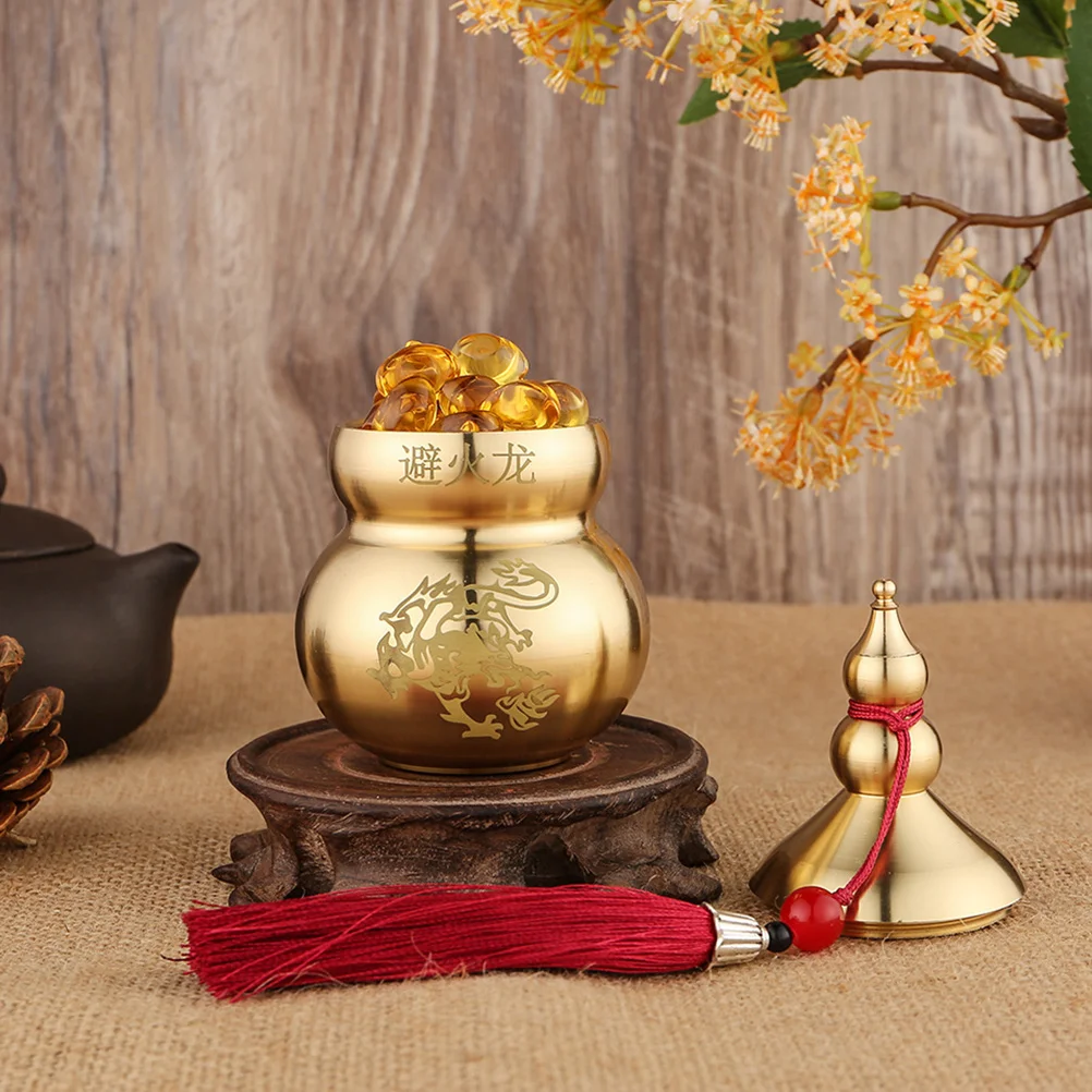 

Brass Gourd Ornament Chinese Style Lucky Cucurbit Decorative Statue For Home Office Wealth Decoration Craft