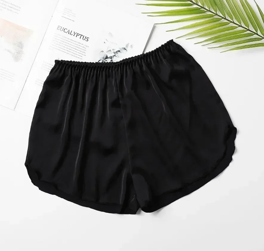 女性下着シームレスショーツアイスシルクブリーフ Boyshort 安全パンツ快適睡眠ボトムスアンチスリップシンプルなホームボクサーランジェリー