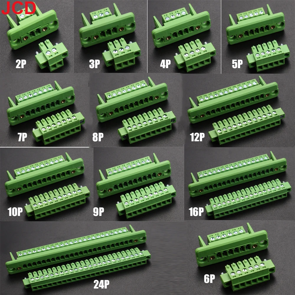 

JCD 1Set Pitch 3.81mm 2P/3P/4P/5P/6P/8P/9P/10P/12P/16/24P Pluggable Terminal Block Connector JM15EDGKM 3.81mm Pitch