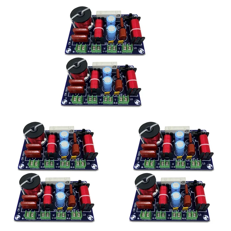 

B29C-6PCS 3-Way 250W 850/5200Hz Frequency Divider DIY Speaker Filter Circuit Treble Medium Bass Hifi Stereo Audio Crossover
