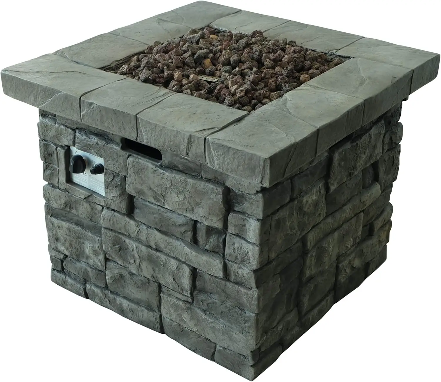 Angeles Outdoor Square Fire Pit - 40,000 Btu, Grey