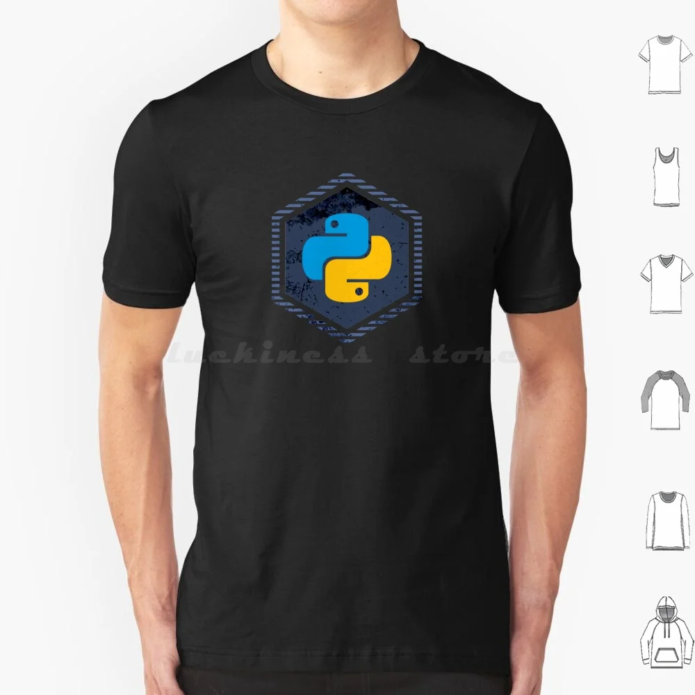 Camiseta con Logo Vintage de Python (oscuro), talla grande, 100% algodón, Logo de Python, programación de Python, desarrollador de Django, Webdeveloper
