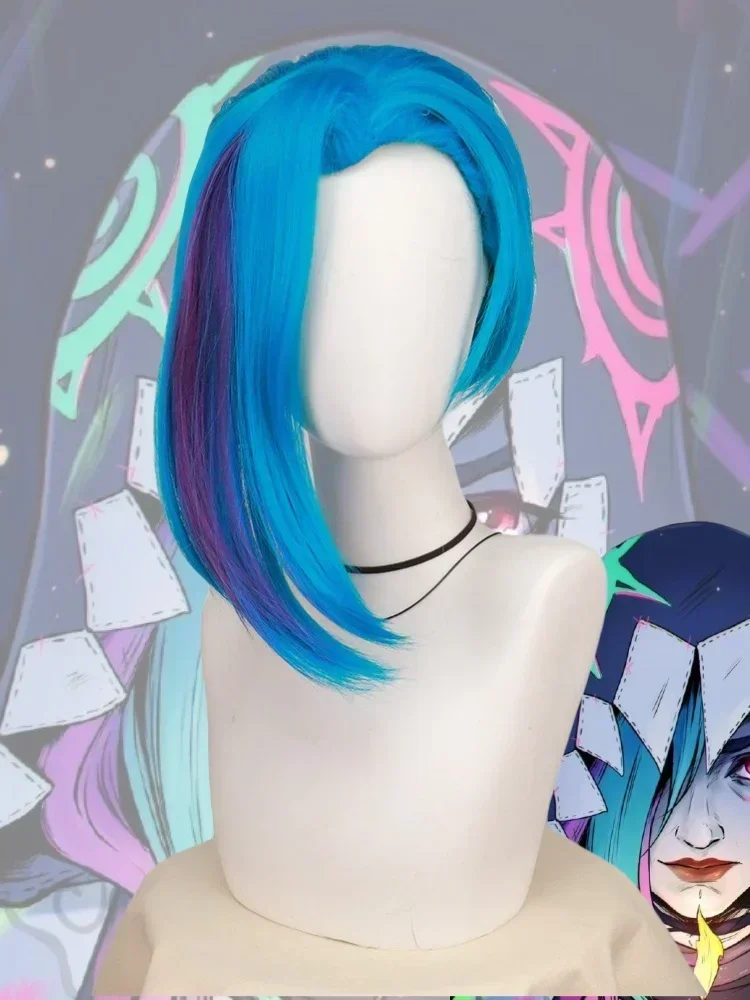 Anime Arcane Jinx New Look Cosplay Game LOL Wig Blue Loose Cannon Wig Heat Resistant Synthetic Hair Wigs - view 6