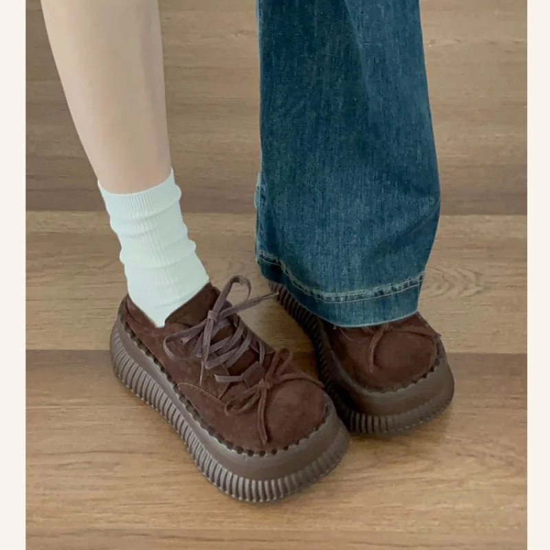 

Women's Platform Flats 2025 Fall New Chunky Sole Loafers Soft Cushioned Slip On Shoes for Petite Women Height Increasing Casual