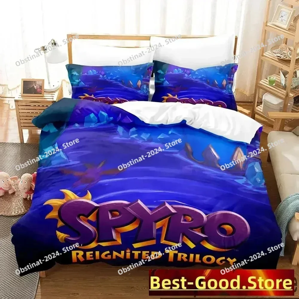 Cartoon Spyro Reignited Trilogy Bedding Set Printed single Comforter Quilt Duvet Cover Pillow Case 3 Pieces Sets Kids Adult Size