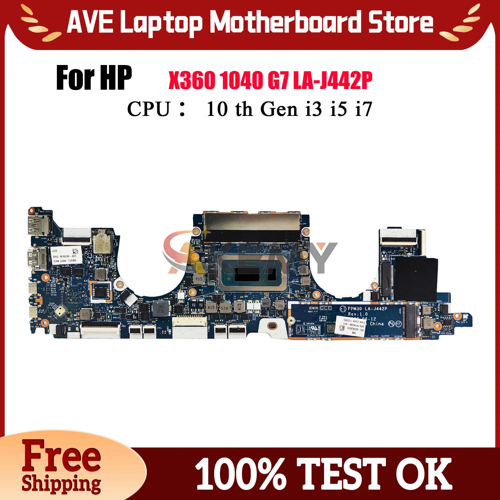 

LA-J442P для ноутбука HP EliteBook X360 1030 G7, материнская плата M16088-001 M16085-001 с процессором i5 i7 10-го поколения, 8 ГБ 16 ГБ ОЗУ