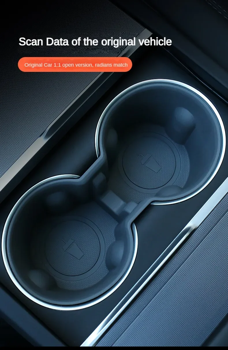 Für Tesla Model Y L 2026 Getränkehalter-Einsatz Model Y Standard Juniper Mittelkonsolen-Organizer YL TPE Flaschenaufbewahrungsbox – Detail 3