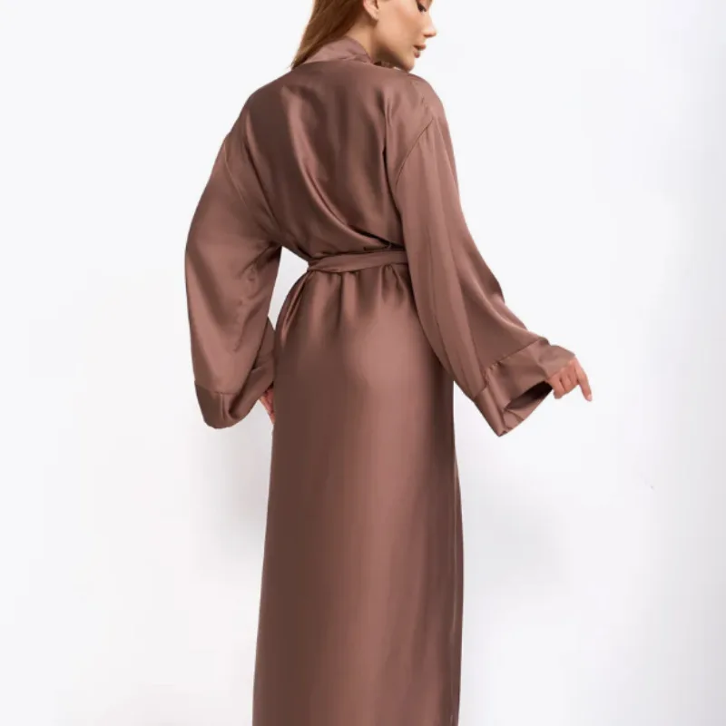 Summer Women's Ice Silk Cardigan With Tie, Sexy Imitation Silk Thin Loose Home Wear Pajamas Fashion Women Tops 2026 New Tops RO7