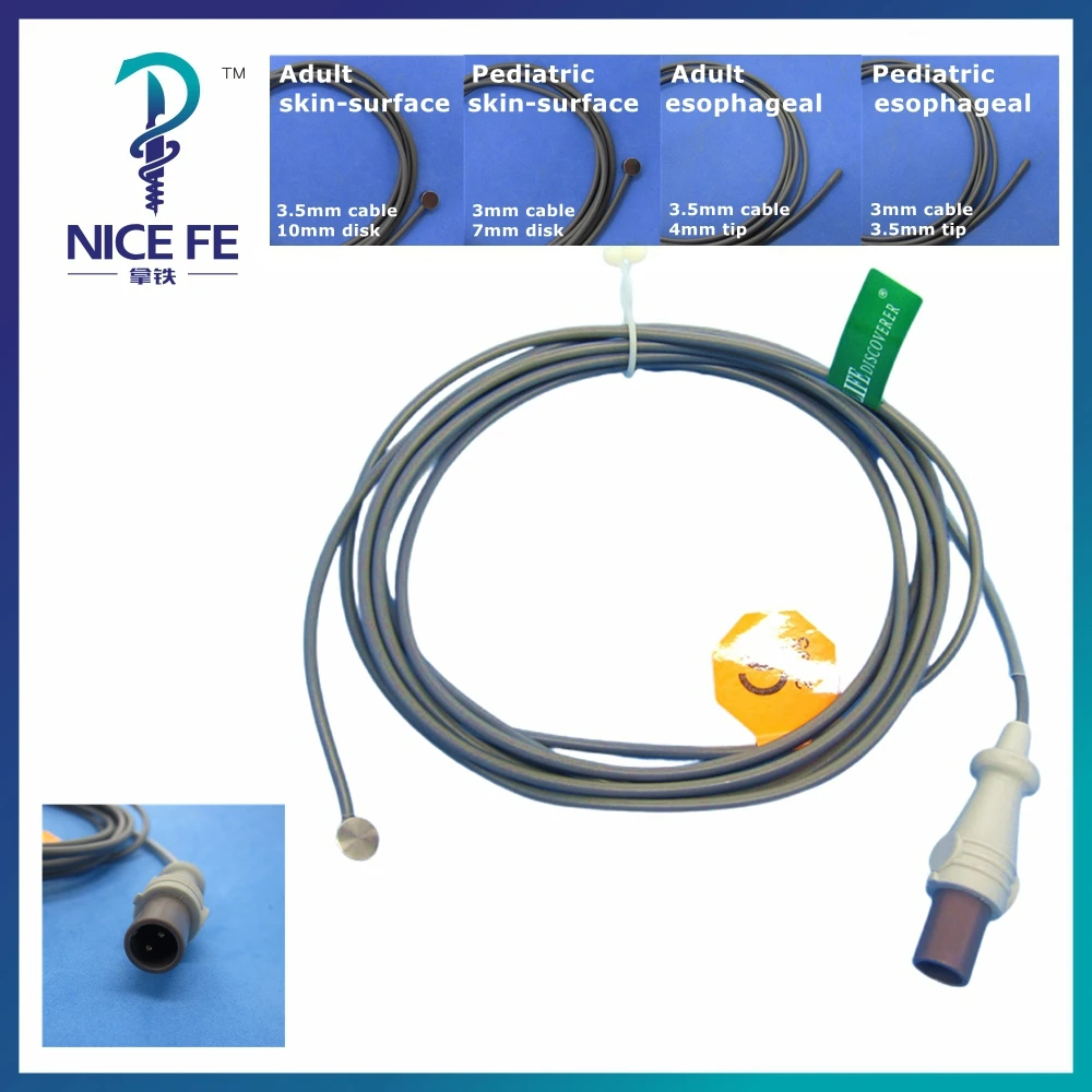 

Двухконтактный многоразовый температурный датчик Com c60 для мониторинга температуры у взрослых и детей, для измерения на поверхности кожи, в пищеводе, с адаптером