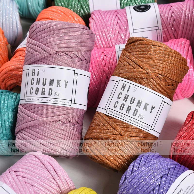Hand Knitted Polyester Core Rope 5mm Silver Thread Mobile Phone Pendant Rope DIY Craft Material about 50 Meters Length