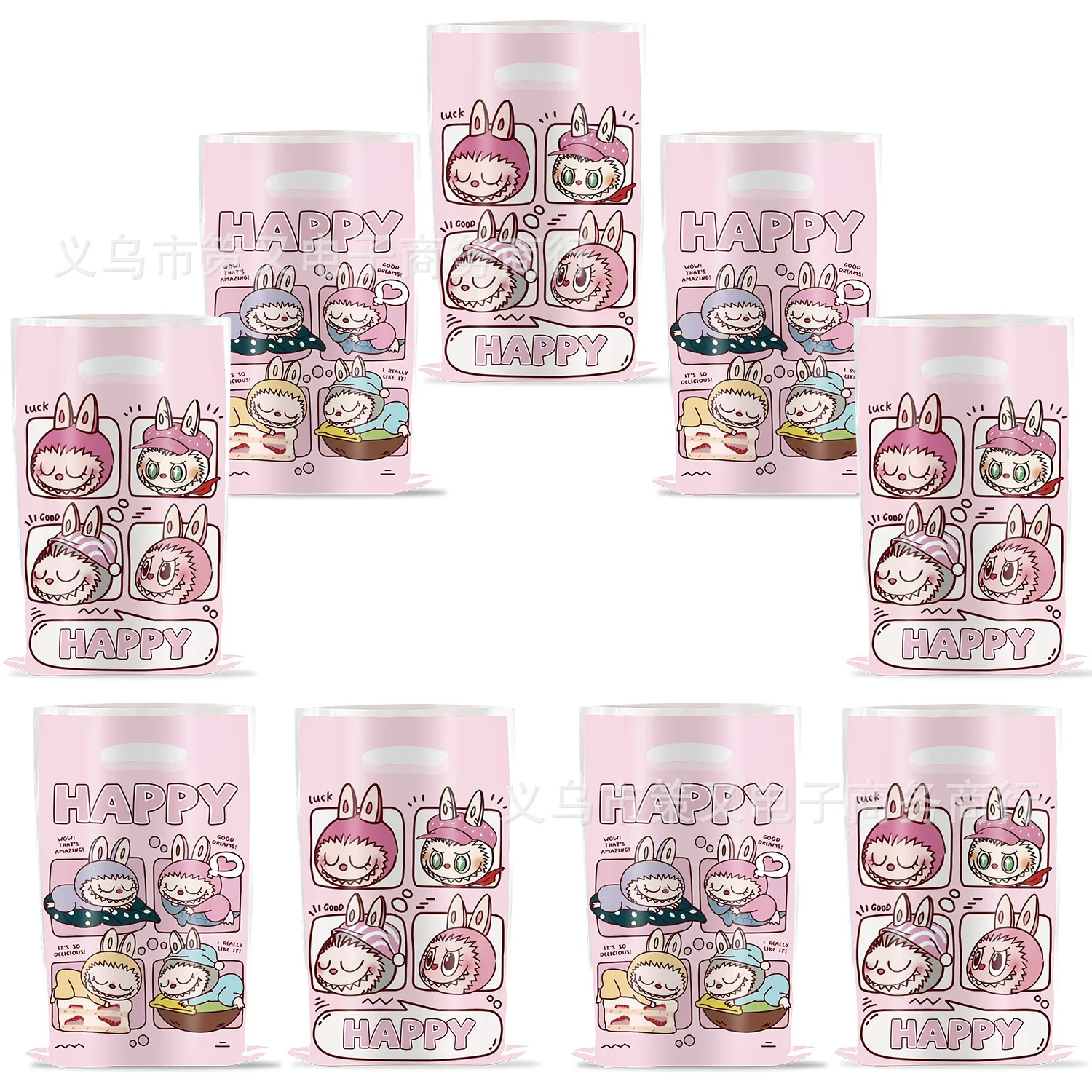 

labubu themed party candy bag, birthday party gift bag, pearl hand-held plastic bag, gift bag