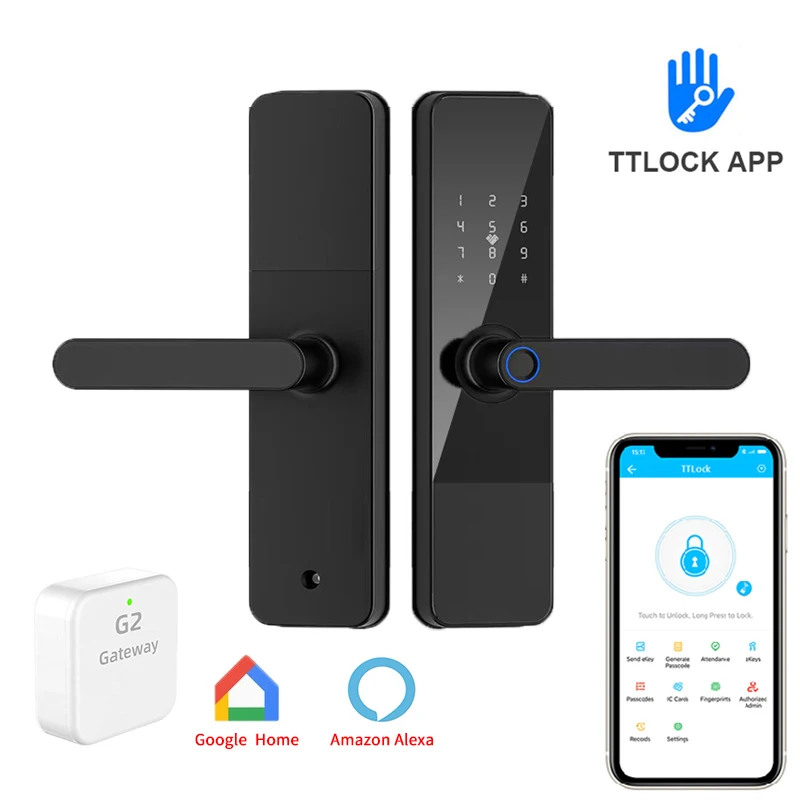 TTlock 앱 스마트 문짝 잠금 지문 스와이프 카드 비밀번호 원격 잠금 해제, 사무실, 호텔, 아파트, 렌탈 룸