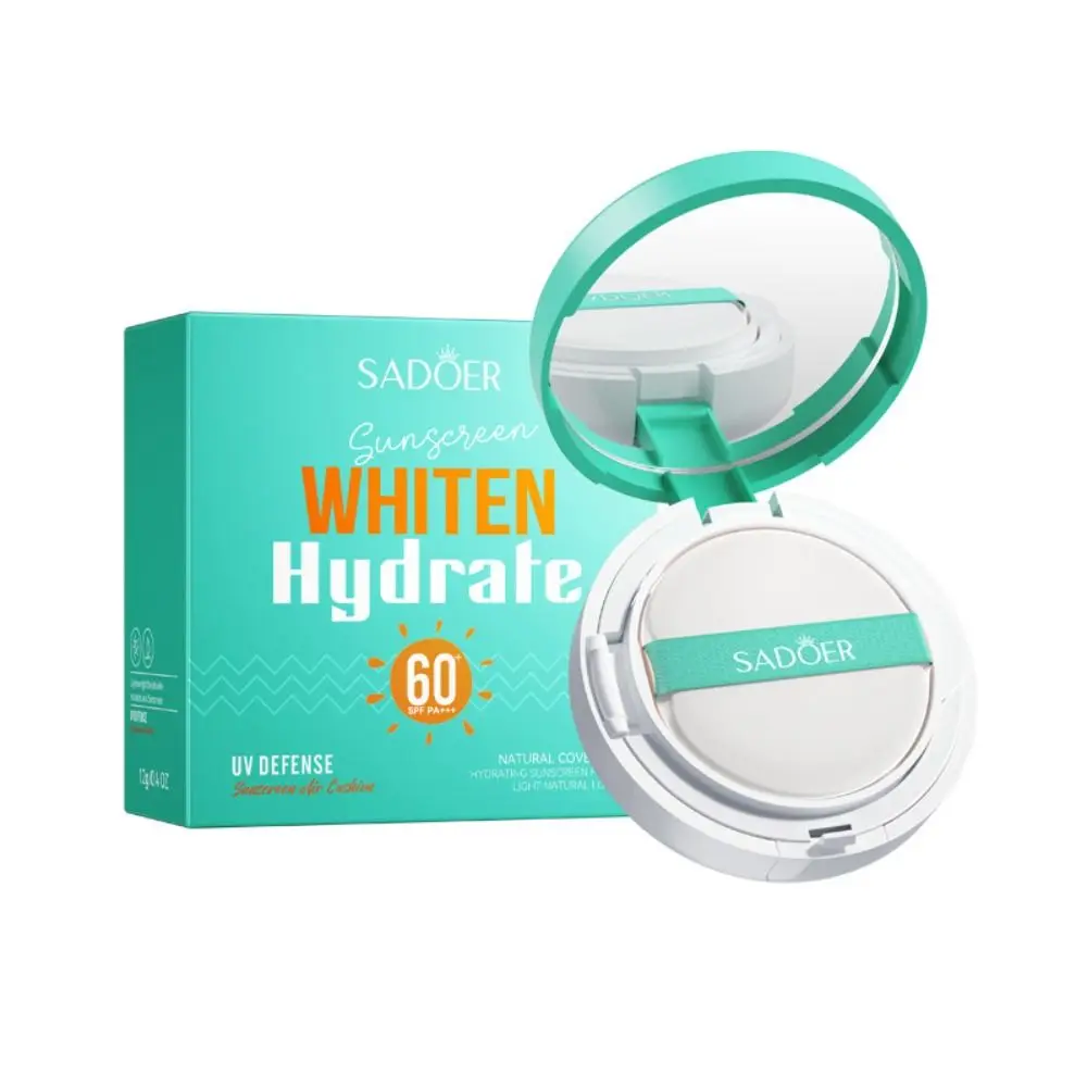 Facial Tinted Sunscreen SPF60 Sun Cushion Moisturizing & Soothing Oil-Free Face BB Cream Natural Dewy Lightweight