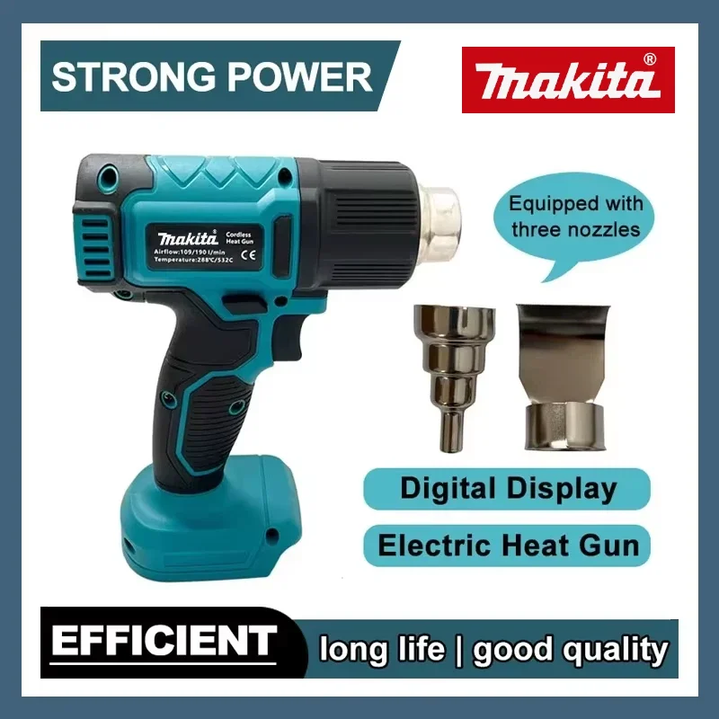 Pistolet thermique à contrôle de température Makita 550 ° Pistolet à air chaud portatif sans fil C avec ventilateur thermique de soudure d'affichage de LED 18V
