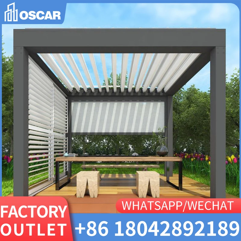 

3*4m Luxury Aluminium Hardtop Gazebo High Quality pergola Outdoor pavilion Gazebos Garden Double Polycarbonate Roof Pavilion