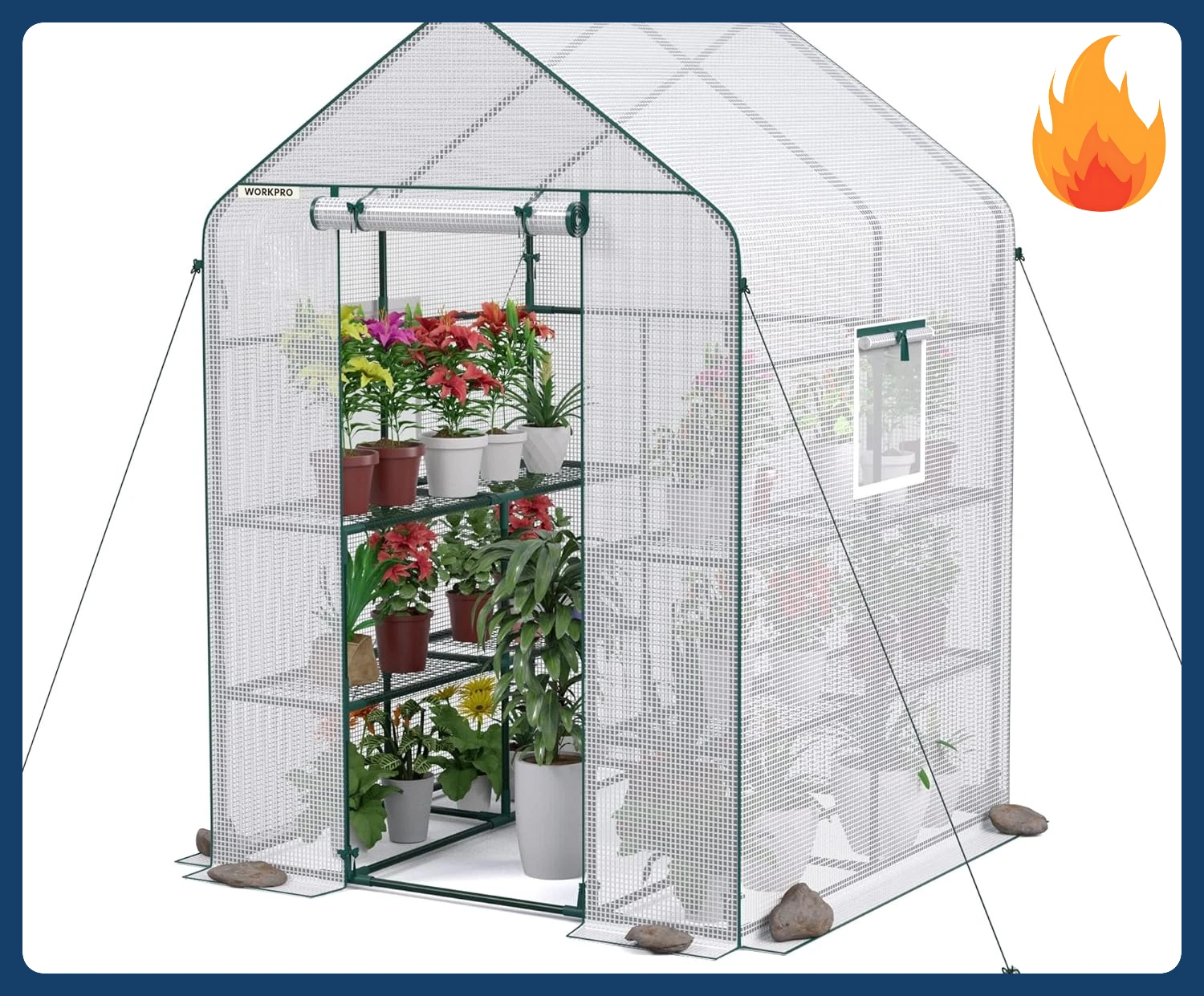 

[New Arrival!]Greenhouse, 56” x 56” x 77” Heavy Duty Walk in Greenhouses for Outdoors with Screen Windows, Thicken PE Cover, 3 T