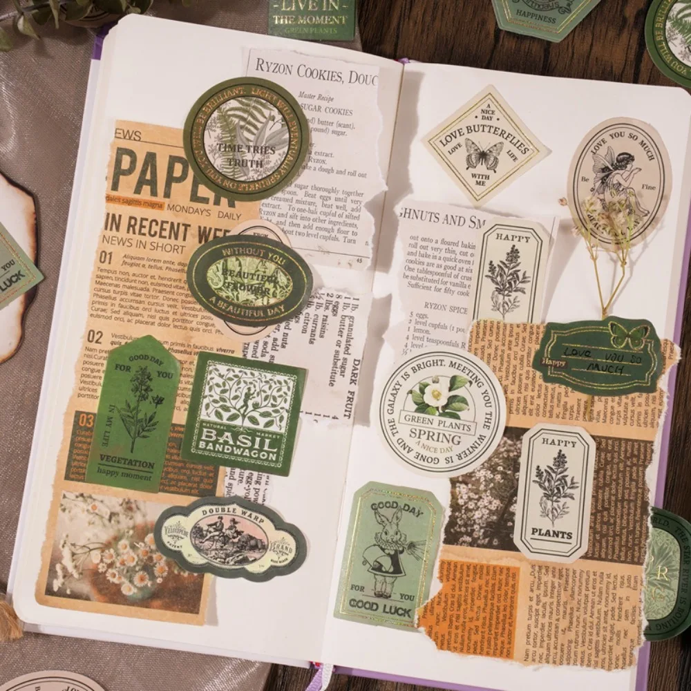 Adesivos Retro para Caixas, Adesivos Decorativos para Selagem, Adesivos para Cadernos, Papelaria Estética, 40 peças/caixa