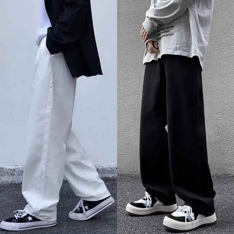 

Floral Grey Pants, New Korean Style Trendy Wide-leg Sweatpants for Men and Women, Loose Grey Sport Pants, Casual Long Pants