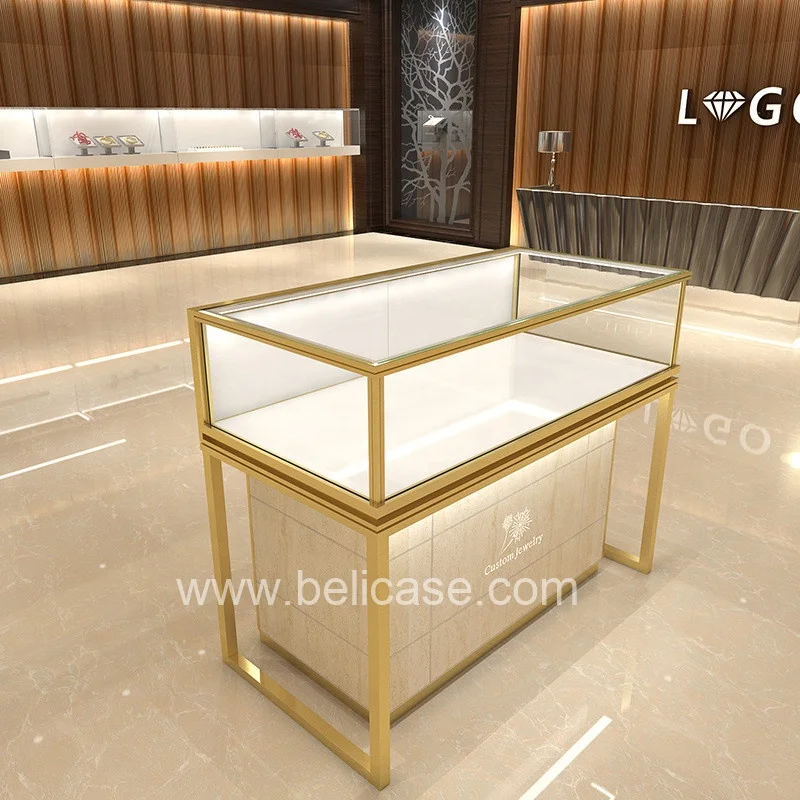 (Customized) stainless steel tabletop jewelry showcase retail showcase with LED display counter jewelry