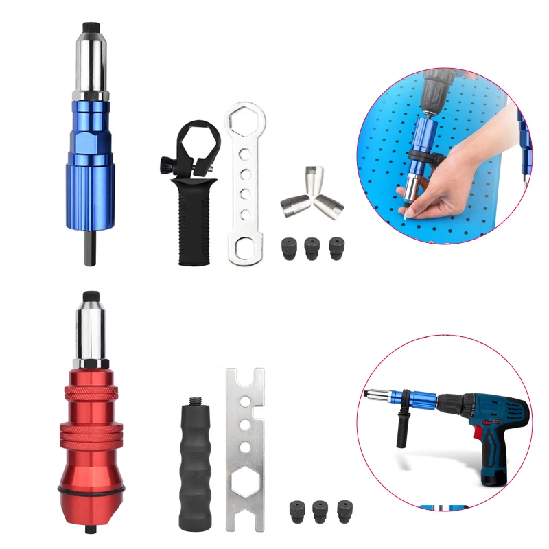 Electric Rivet Gun 2.4mm-4.8mm Rivet Nut Gun Bit Adapter Multifunctional Electric Core Pull Riveting Gun Power Tool Accessories