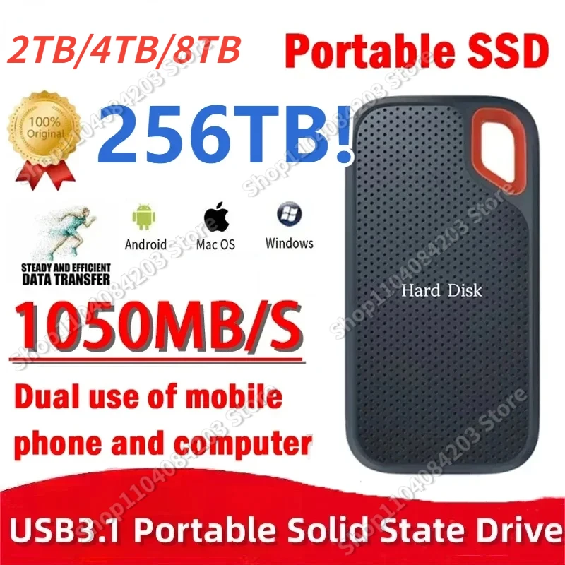 

Hard Disk Mobile SSD E60 2TB 256TB USB 3.1 HD External Hard Drive for Laptop PS5 PS4 Mobile Hard Disk HDD Storage Device SSD