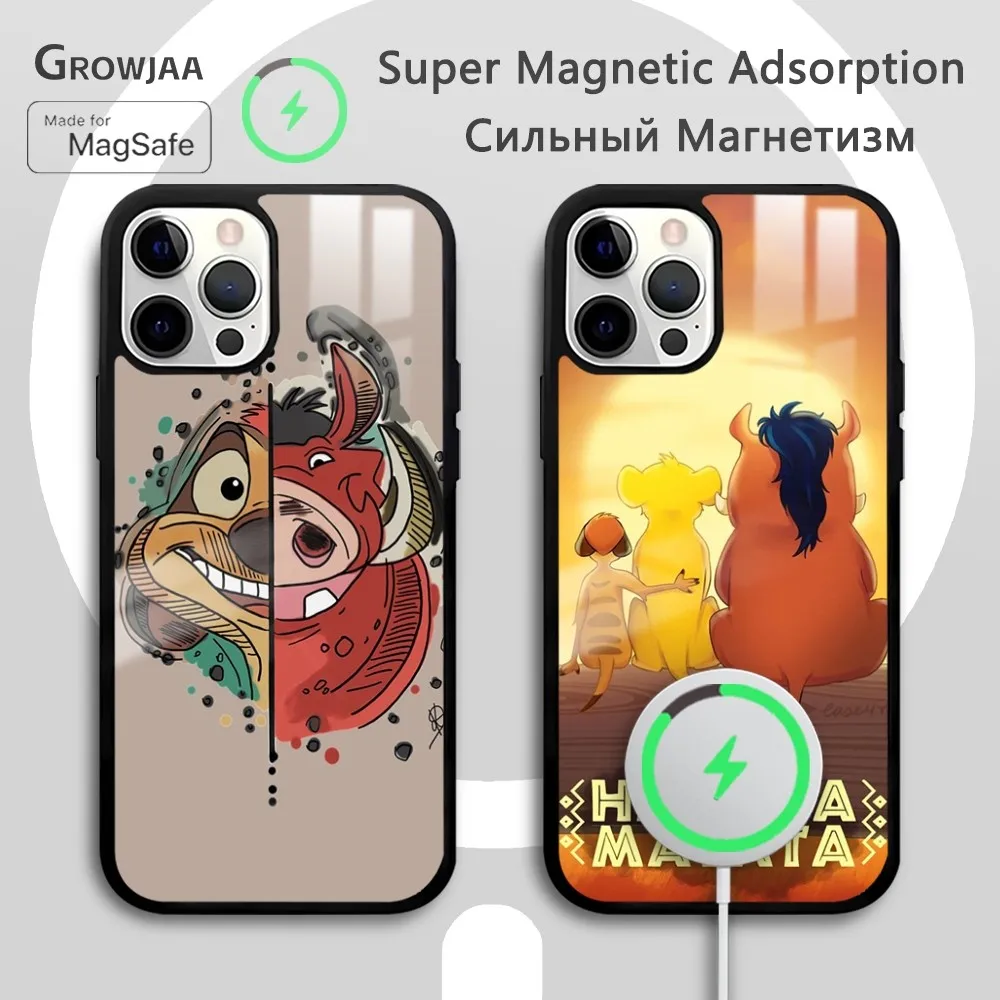 

Cute Cartoon The Lion King Magsafe Phone Case For iPhone 15 14 13 12 11 Pro Max Plus Mini Mirror Wireless Magnetic Cover Funda