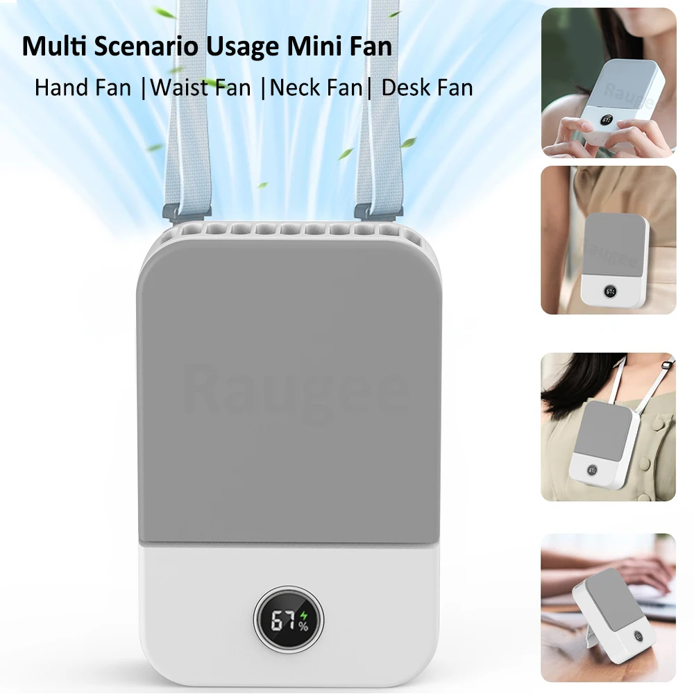 Portable Waist Fan Hanging Neck Fan Mini USB Rechargeable Portable Waist Clip Fan for Outdoor Sports Working Travel Small Fan image 2