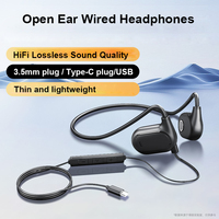 Wired Open Ear Headphones 3.5mm/Type-c Plug  Air Conduction Hifi Sound Earphone with HD Call Microphone for Gaming Home Office