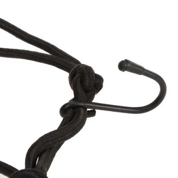 

28Cm*28Cm Motorcycle Mesh Bag Black Bungee Cargo Net 6 Metal Hooks For Bike Luggage Storage Carrier Camping Fishing