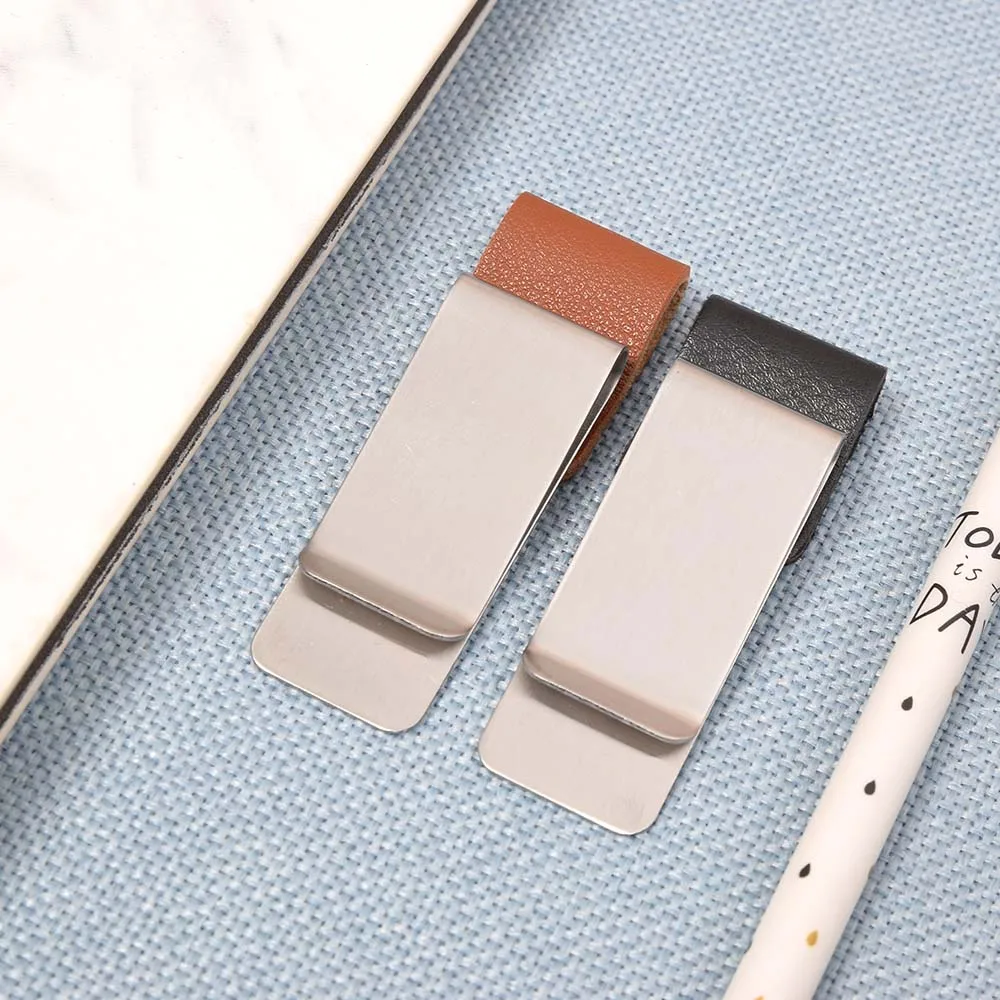 2022 new Pen Loop For Notebook Retro Leather Journal Notebook Pencil Holder Bookmark With Metal Clip Metal pen with leather