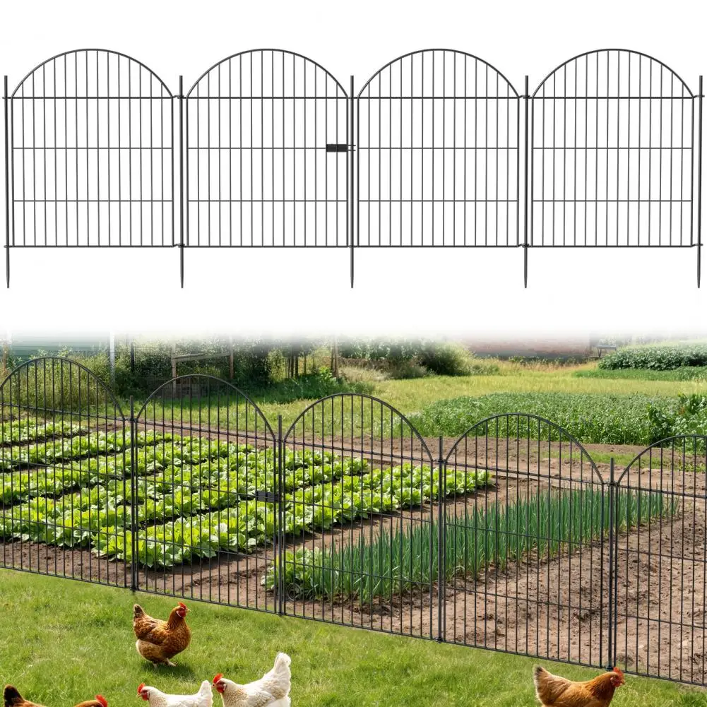 10 Panels Decorative Garden Fence Gate 32x23.6 Ft L No Dig Dog Fence Yard Rustproof Tall Garden Fencing Panels Animal Barrier