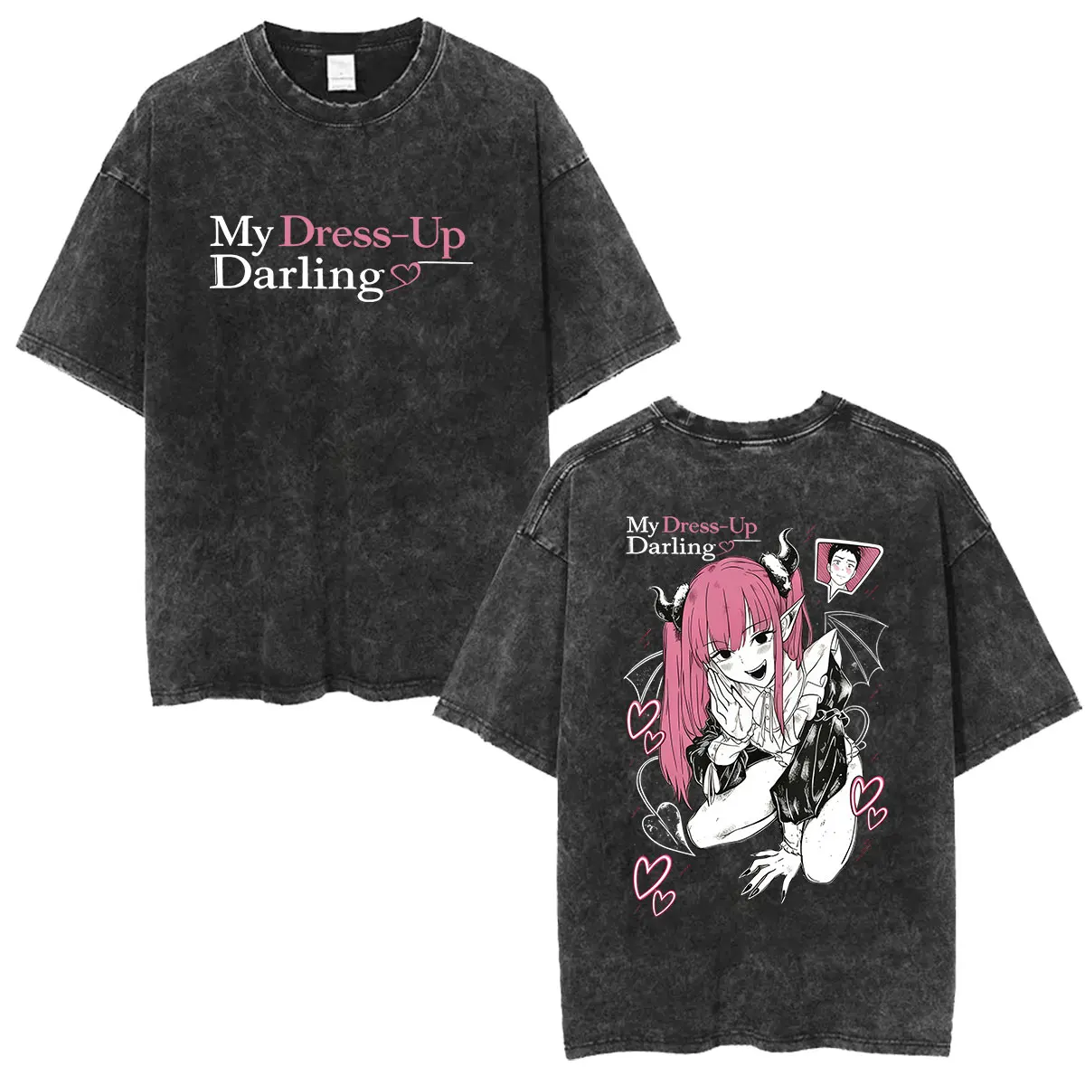 Anime Marin Kitagawa My Dress Up Darling Vintage Washed T-Shirts für Männer und Frauen, Sommermode, Kawaii-Kleidung, kurzärmeliges T-Shirt – Detail 4