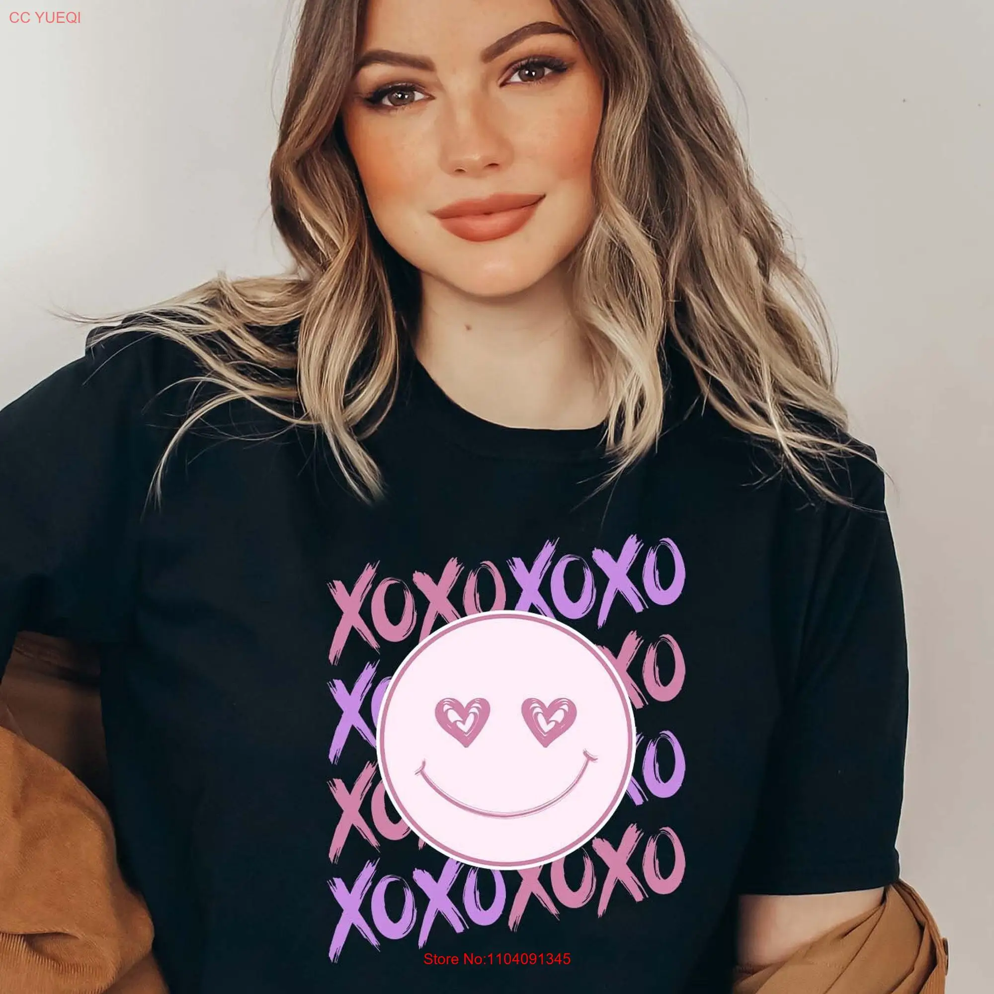 XOXO T Shirt Love Happy Face Valentine Smile Heart Eye Valentine's Day For Her long or short sleeves