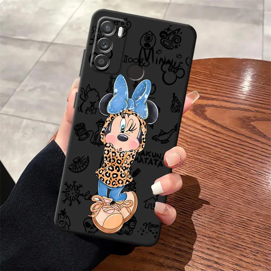 Casing Penutup Ponsel Lembut Hitam Macan Tutul Modis Minnie Mickey untuk Motorola Mot G32 G52 G60s G60 G53 G30 G51 G73 G50 G22 Edge40 G71