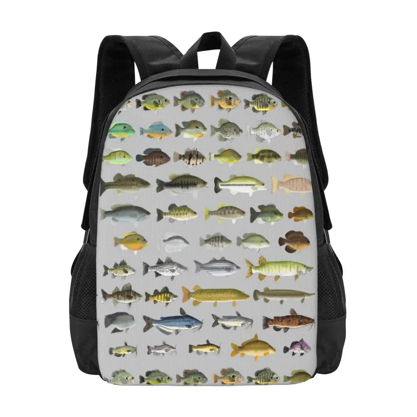 Nordamerika nische Süßwasser fisch gruppe heißer Verkauf Rucksack Mode taschen Amerika Süßwasser fischer gruppe Bluegill Longear Green