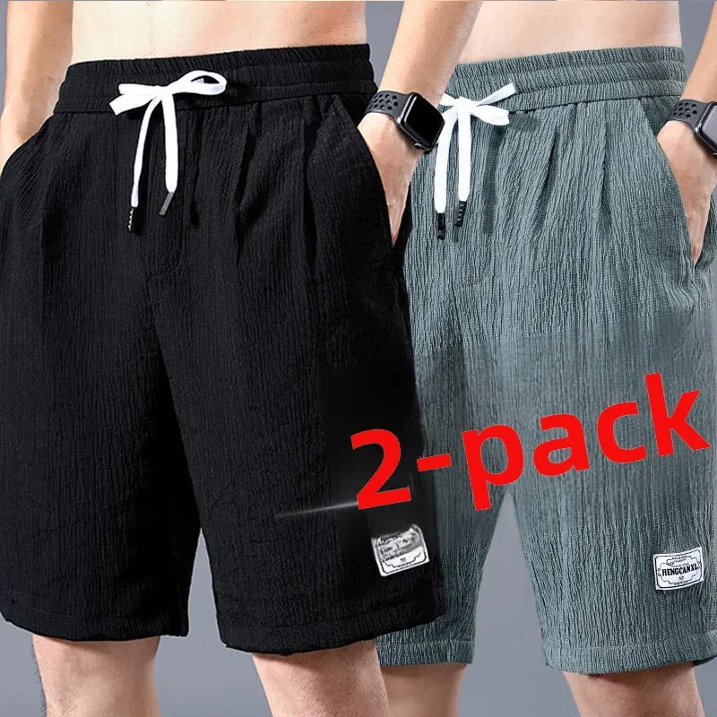 

Мужские повседневные шорты из ледяного шелка, свободного кроя, летние, быстросохнущие, ультратонкие, для пляжа и спорта, прямые, антибактериальные