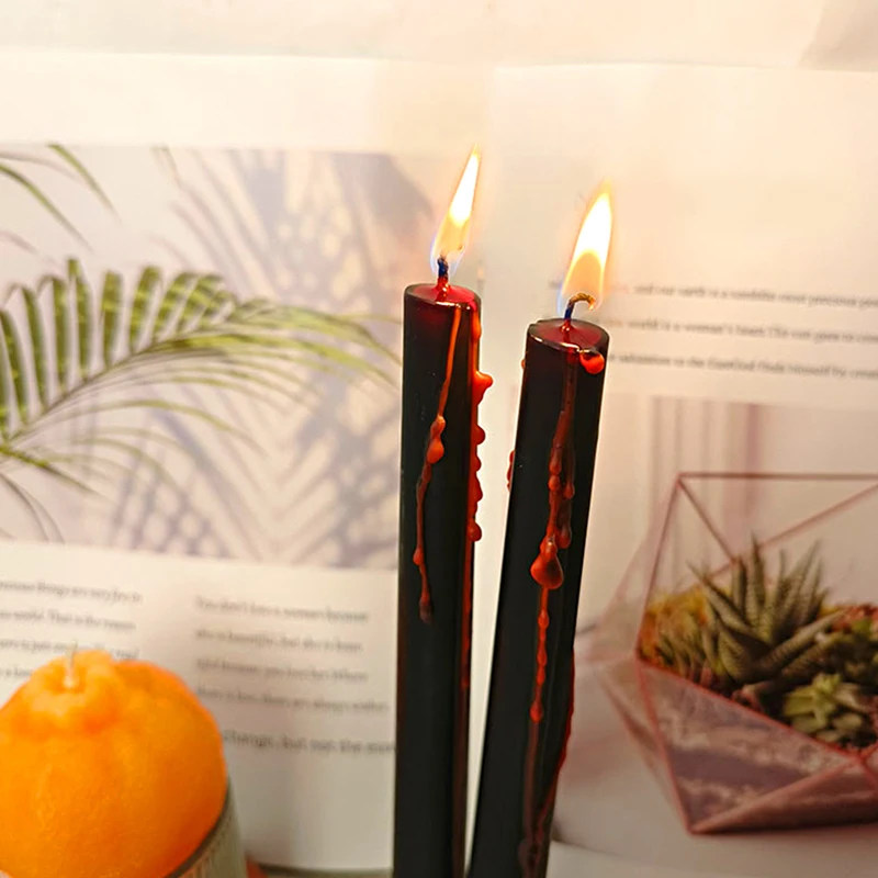 Vela de sangrado alta y Horrible, candelabros cónicos negros sin perfume, vela de gota de sangre espeluznante para fiesta de Halloween, decoración gótica del hogar