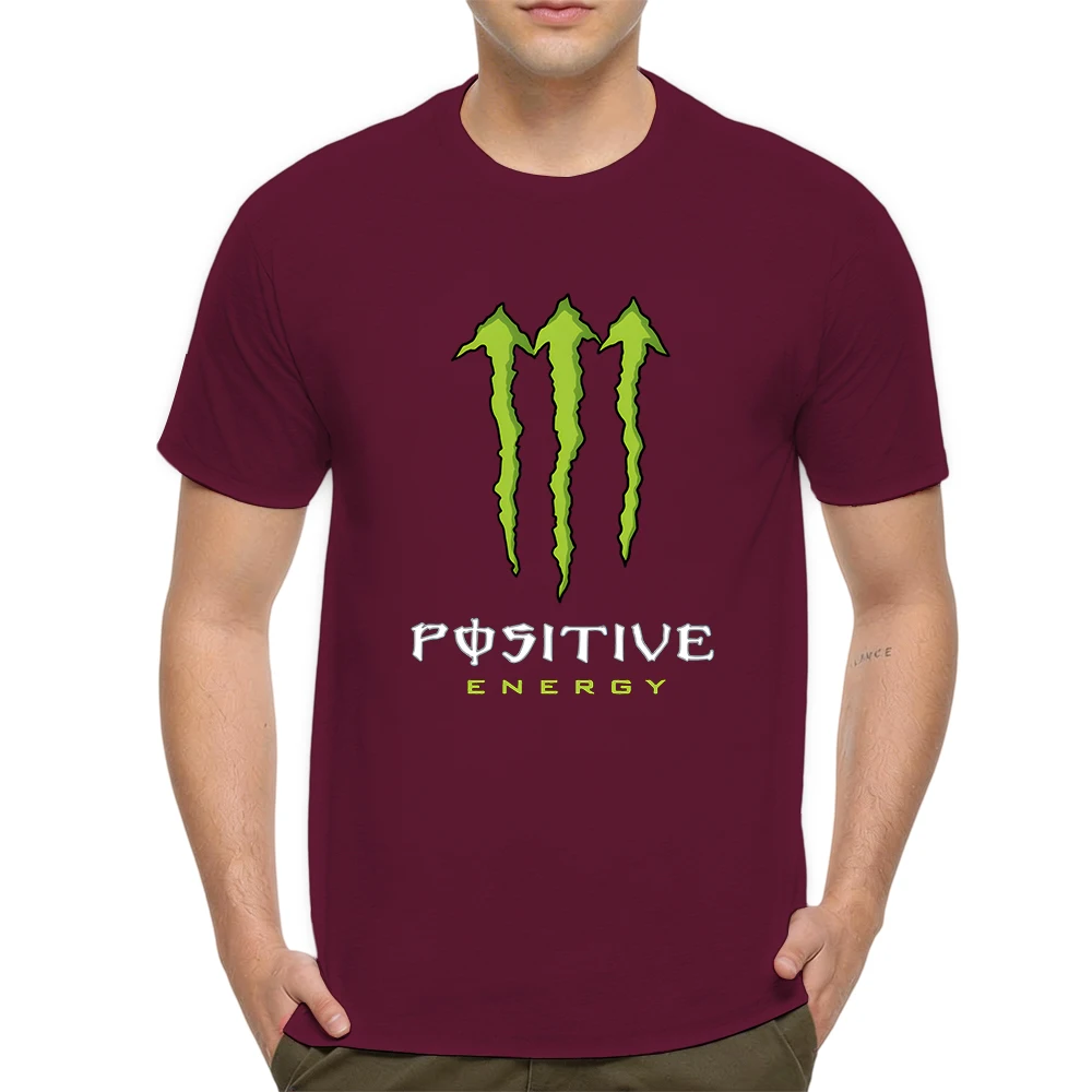 New Summer Mens 100% Cotton T Shirt Positive Energy Green Claw Mark Street Trend Print Breathable Short Sleeve Daily Wear