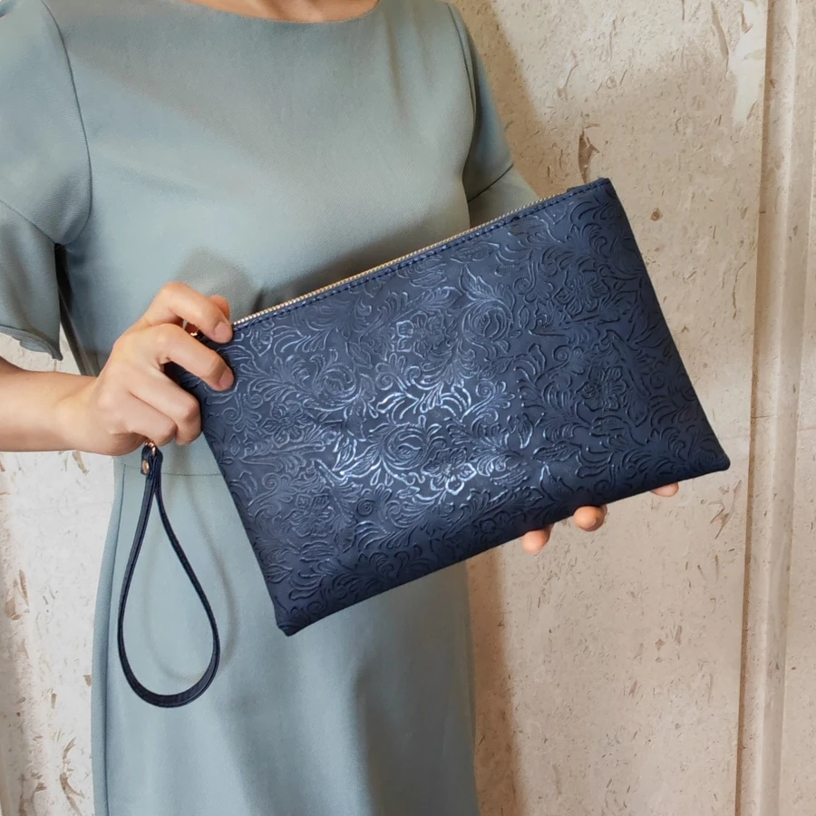 Vintage-Reliefmuster Damen-Clutches Handy-Umschlagtasche PU-Leder Damenhandtasche Geldbörse Bolsa Feminina – Detail 10