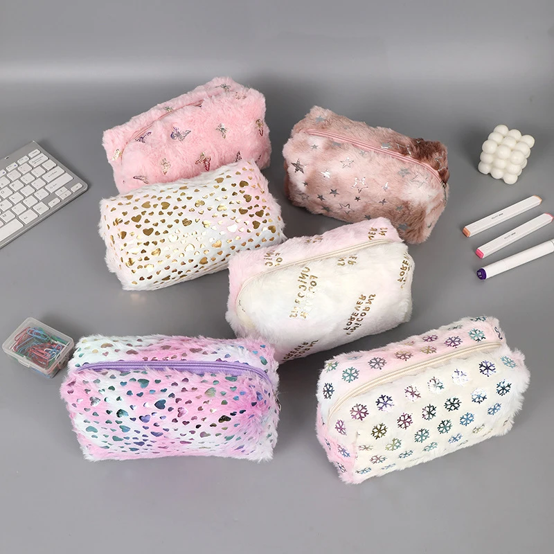 Plush Makeup Bags For Women Soft Travel Cosmetic Bag Organizer Case Young Lady Girls Make Up Case Necessaries Clutch Bag