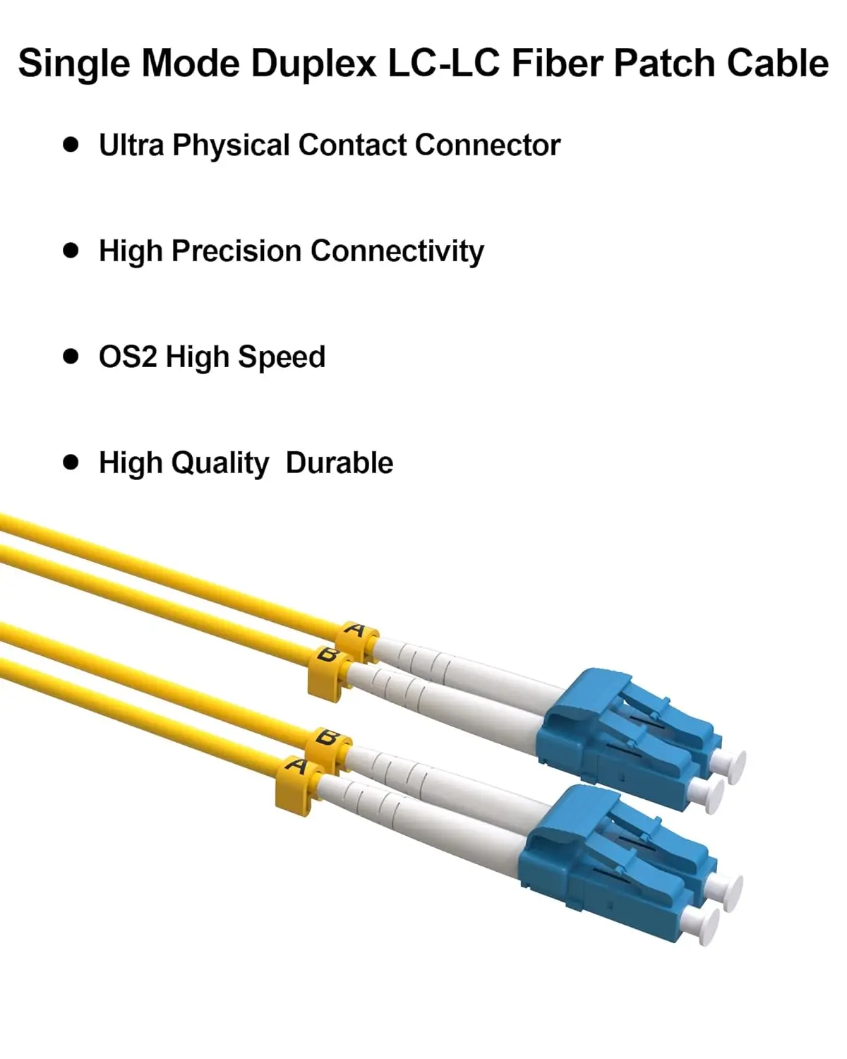 VANDESAIL 5pcs OS2 LC-LC SingleMode Fiber Patch Cable 1G/10G SMF Duplex Jumper Cord LSZH 9/125µm - 3-5M for QSFP Transceiver