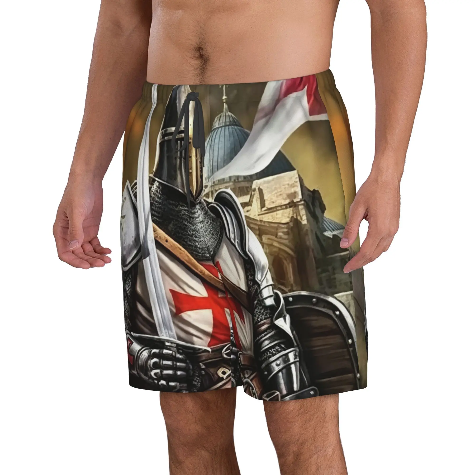 Knights Templar Trunks Beach Board Shorts Casual Quick Dry Swim Summer Men Pants