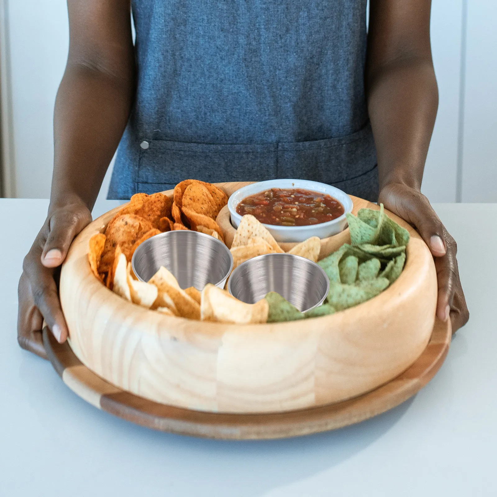 2 Tazas de Salsa de Acero Inoxidable, Resistentes, para Uso en Interiores y Exteriores, Barbacoa, Ensaladas, Ketchup, Condimentos, Resistentes a la Corrosión