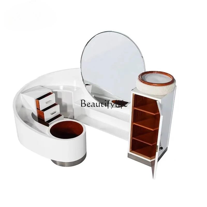Design Sense Bedroom Dresser Advanced Modern Designer Villa Large Flat Floor with Stool with Mirror Light Luxury Dresser
