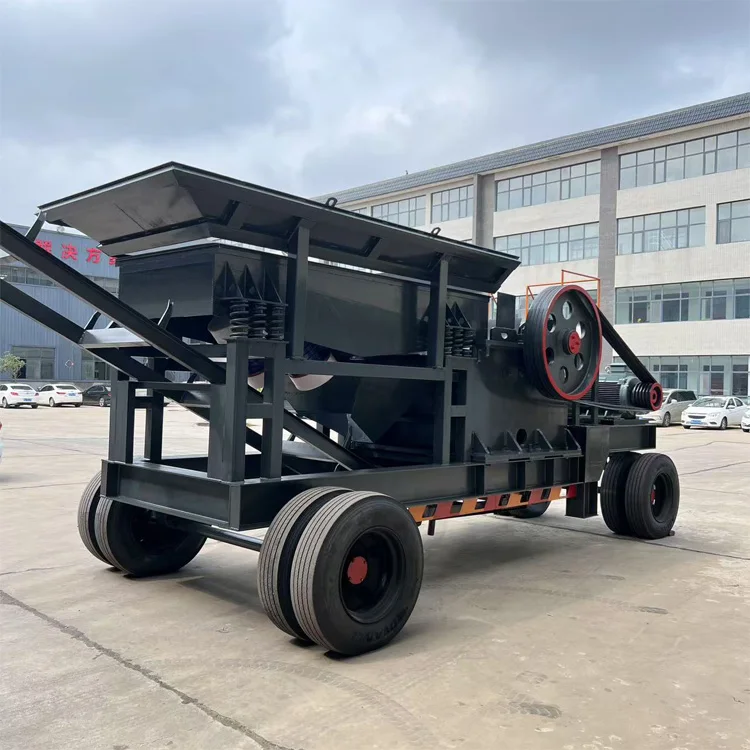 High Efficiency Mini Mobile Jaw Crusher Machine Wholesale Supply Trailer-Mounted Diesel-Engine Rock Crusher with Wheels